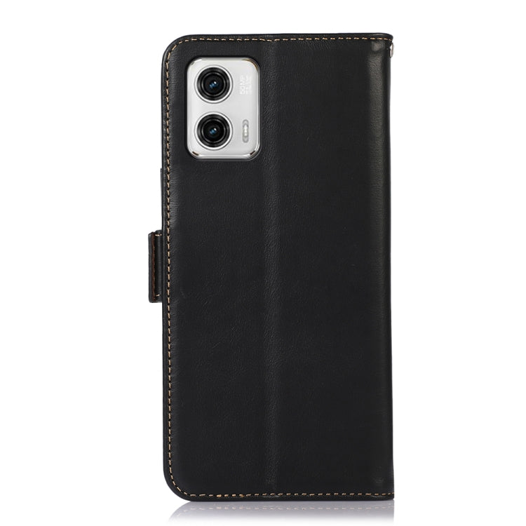 For Motorola Moto G73 5G Crazy Horse Top Layer Cowhide Leather Phone Case(Black) - Motorola Cases by buy2fix | Online Shopping UK | buy2fix