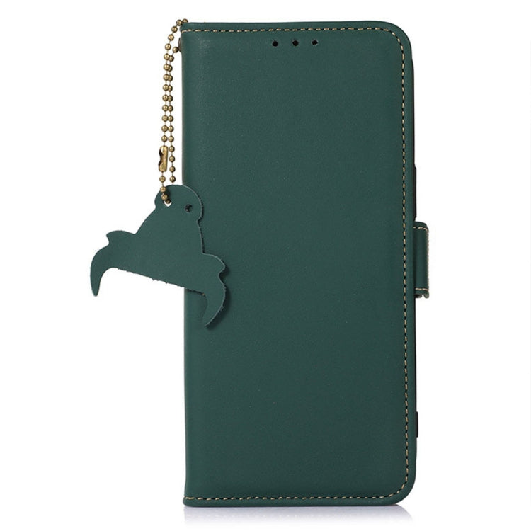 For OnePlus Ace 2 5G / 11R 5G Genuine Leather Magnetic RFID Leather Phone Case(Green) - OnePlus Cases by buy2fix | Online Shopping UK | buy2fix