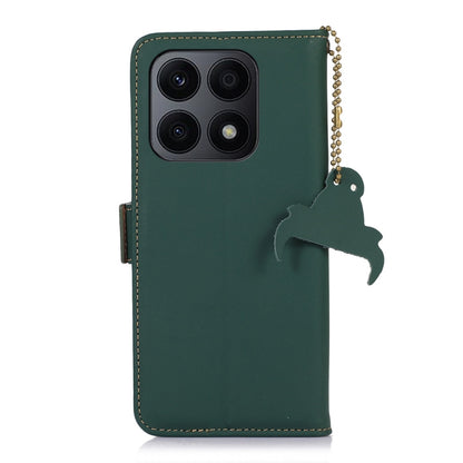 For Honor X8a 4G Genuine Leather Magnetic RFID Leather Phone Case(Green) - Honor Cases by buy2fix | Online Shopping UK | buy2fix