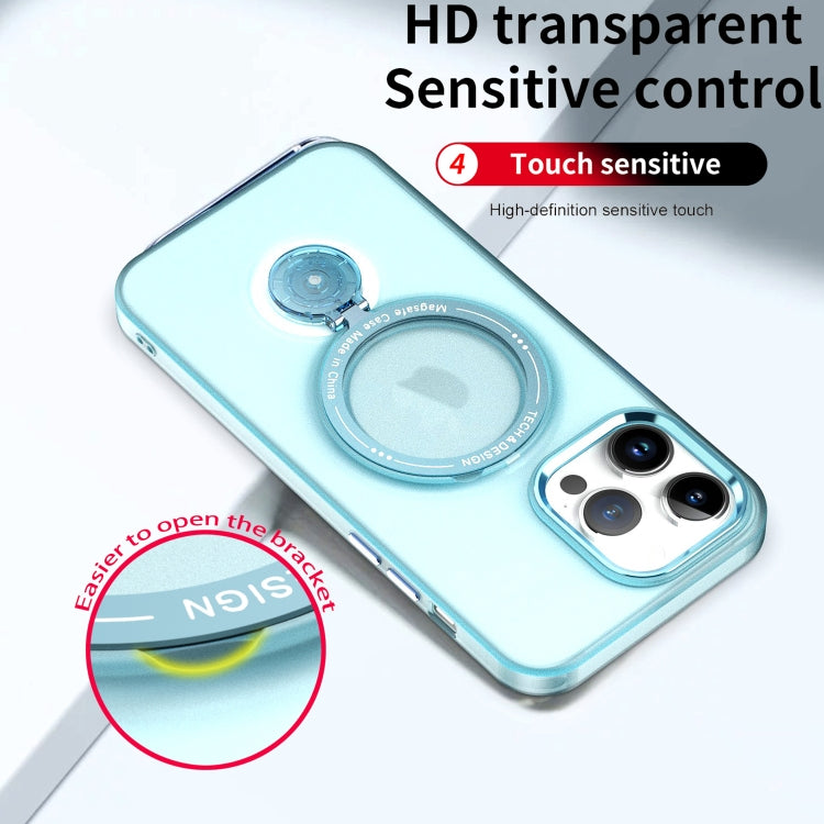 For iPhone 14 Pro 360 Degree Rotation Holder MagSafe Magnetic Phone Case(Light Blue) - iPhone 14 Pro Cases by buy2fix | Online Shopping UK | buy2fix