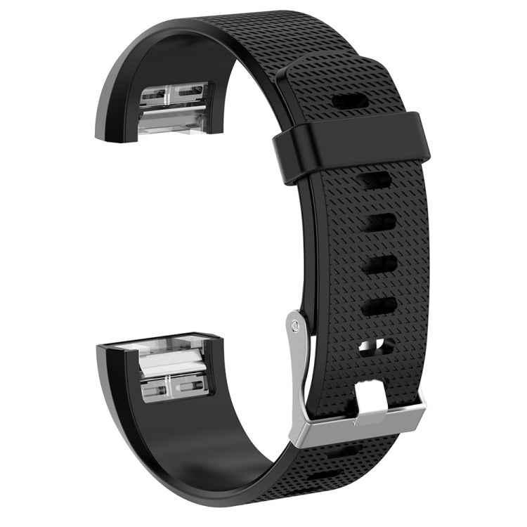 For Fitbit Charge 2 Common Texture Silicone  Watch Band with Buckle, Size:S(Black) - Smart Wear by buy2fix | Online Shopping UK | buy2fix