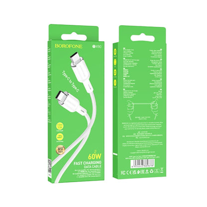 Borofone BX90 Type-C to Type-C Cyber 60W Charging Data Cable, Length:1m(White) -  by Borofone | Online Shopping UK | buy2fix