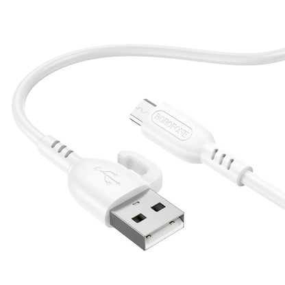 Borofone BX91 USB to Micro USB Symbol 2.4A Charging Data Cable, Length:1m(White) - Micro USB Cable by Borofone | Online Shopping UK | buy2fix