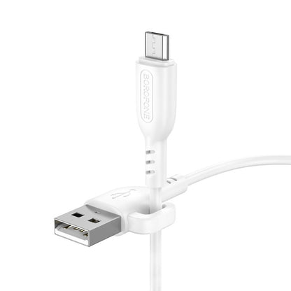 Borofone BX91 USB to Micro USB Symbol 2.4A Charging Data Cable, Length:1m(White) - Micro USB Cable by Borofone | Online Shopping UK | buy2fix