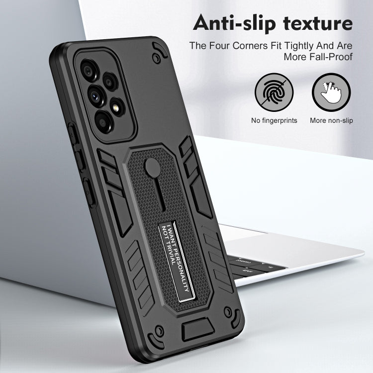 For Samsung Galaxy A73 5G Variety Brave Armor Finger Loop Holder Phone Case(Black) - Galaxy Phone Cases by buy2fix | Online Shopping UK | buy2fix