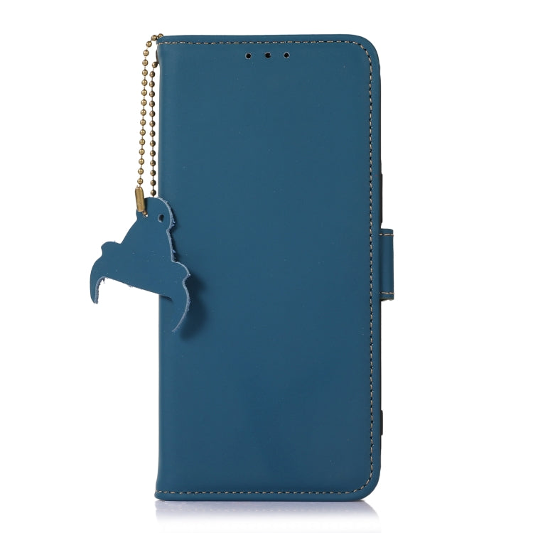 For Google Pixel 7a Genuine Leather Magnetic RFID Leather Phone Case(Blue) - Google Cases by buy2fix | Online Shopping UK | buy2fix