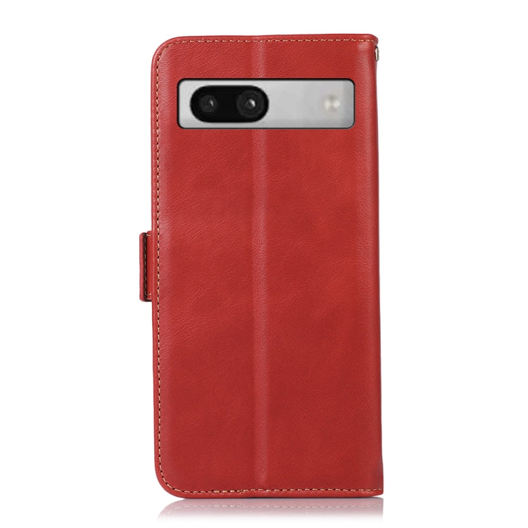 For Google Pixel 7a Crazy Horse Top Layer Cowhide Leather Phone Case(Red) - Google Cases by buy2fix | Online Shopping UK | buy2fix