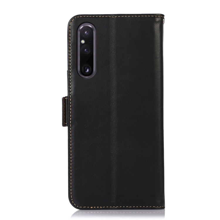 For Sony Xperia 1 V Crazy Horse Top Layer Cowhide Leather Phone Case(Black) - Sony Cases by buy2fix | Online Shopping UK | buy2fix