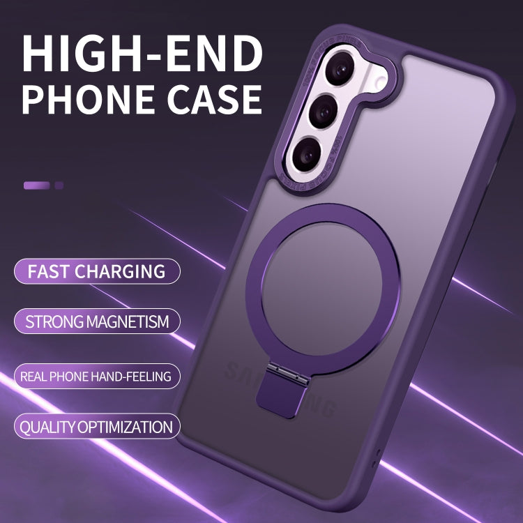 For Samsung Galaxy S23+ 5G Skin Feel MagSafe Magnetic Holder Phone Case(Purple) - Galaxy S23+ 5G Cases by buy2fix | Online Shopping UK | buy2fix