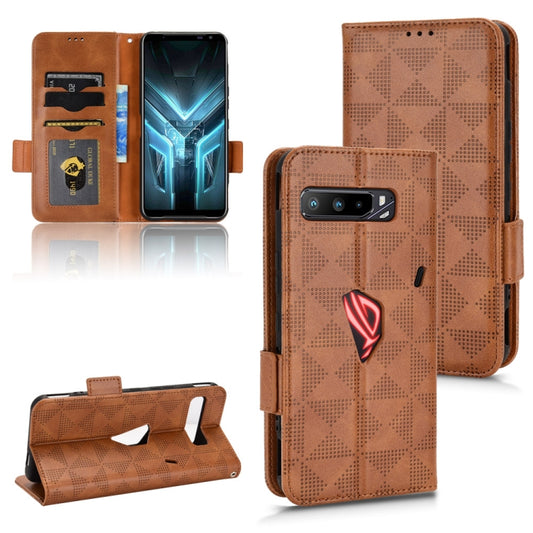 For Asus ROG Phone 3 Strix / 3 ZS661KL Symmetrical Triangle Leather Phone Case(Brown) - ASUS Cases by buy2fix | Online Shopping UK | buy2fix