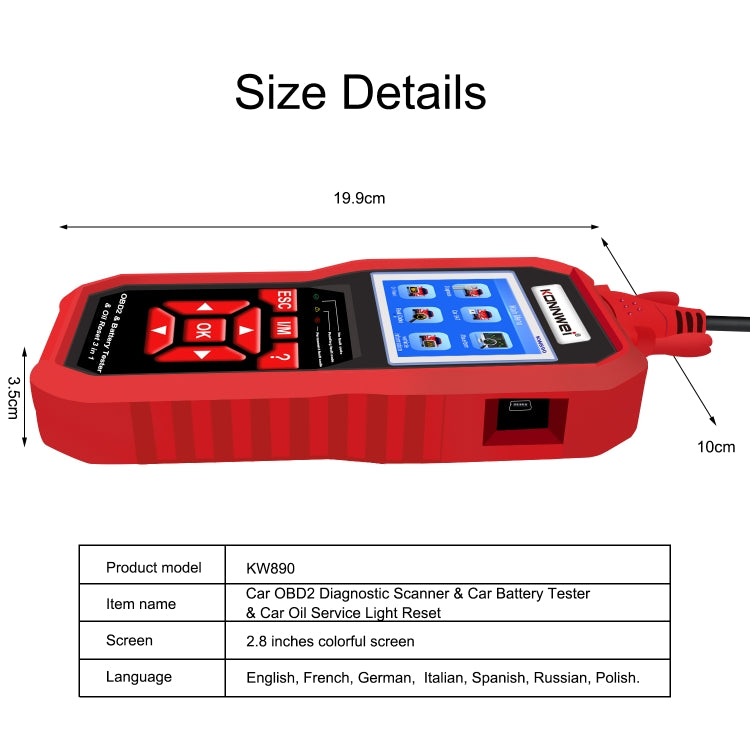 KONNWEI KW890 2 in 1 Car OBD2 Fault Detector + Maintenance Light Reseter - Code Readers & Scan Tools by KONNWEI | Online Shopping UK | buy2fix