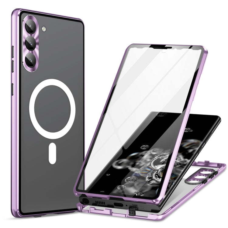 For Samsung Galaxy S23 5G HD Full Cover Magsafe Magnetic Metal Tempered Glass Phone Case(Purple) - Galaxy S23 5G Cases by buy2fix | Online Shopping UK | buy2fix