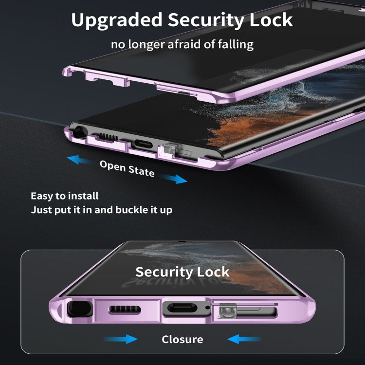 For Samsung Galaxy S24 5G HD Full Cover Magsafe Magnetic Metal Tempered Glass Phone Case(Purple) - Galaxy S24 5G Cases by buy2fix | Online Shopping UK | buy2fix