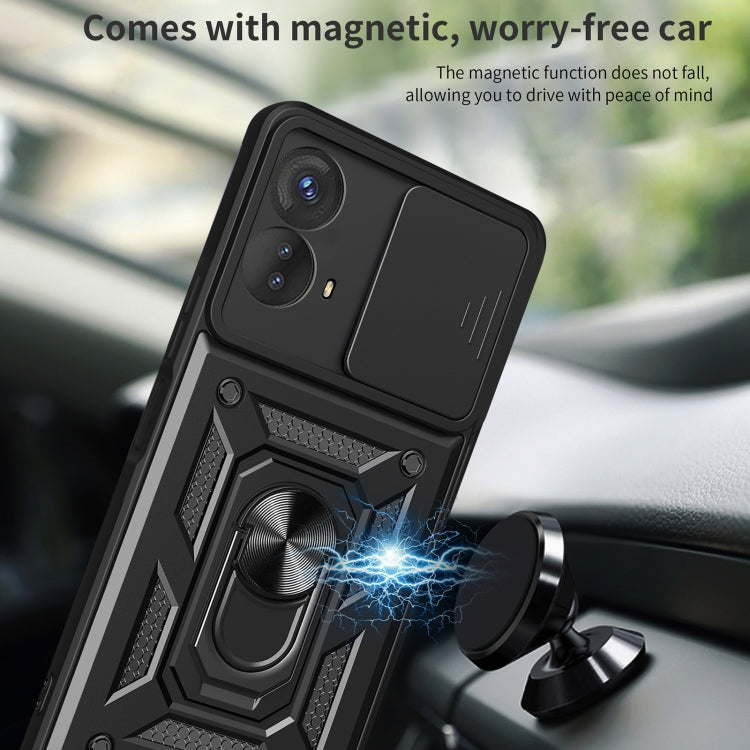 For Motorola Moto G73 5G Sliding Camera Cover Design TPU+PC Phone Case(Black) - Motorola Cases by buy2fix | Online Shopping UK | buy2fix