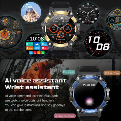 PG666 1.39 inch TFT Screen Bluetooth Call Smart Watch, Support Heart Rate / Blood Pressure Monitoring(Black Gold) - Smart Wear by buy2fix | Online Shopping UK | buy2fix