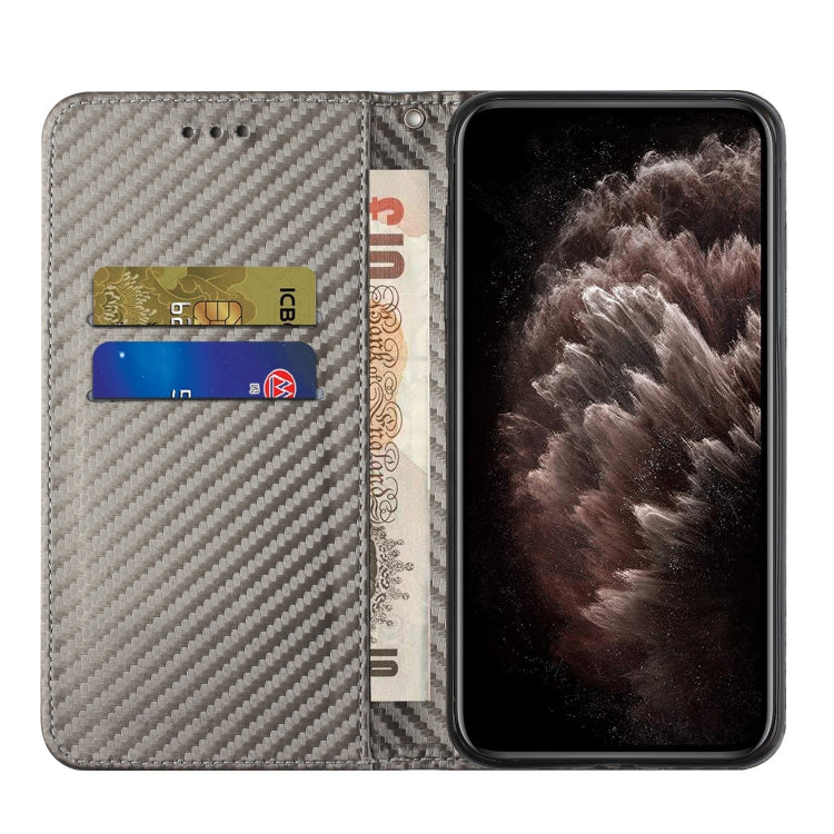 For Samsung Galaxy A24 4G Carbon Fiber Texture Magnetic Flip Leather Phone Case(Grey) - Galaxy Phone Cases by buy2fix | Online Shopping UK | buy2fix