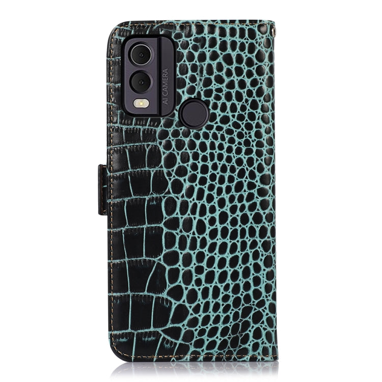 For Nokia C22 4G Crocodile Top Layer Cowhide Leather Phone Case(Green) - Nokia Cases by buy2fix | Online Shopping UK | buy2fix
