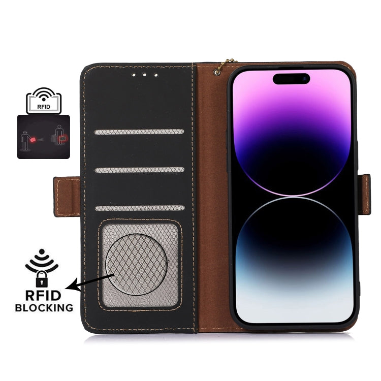 For Google Pixel 8 Pro Genuine Leather Magnetic RFID Leather Phone Case(Black) - Google Cases by buy2fix | Online Shopping UK | buy2fix