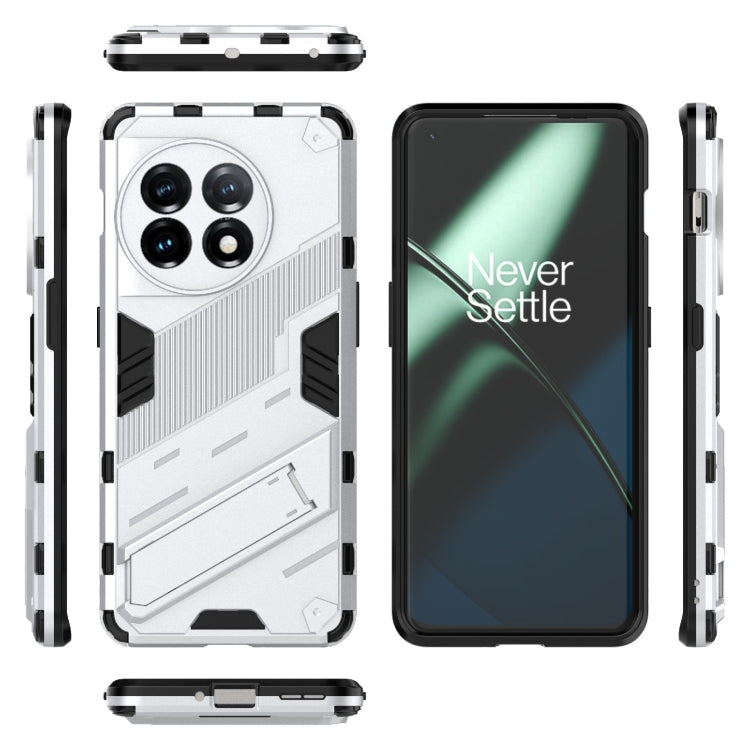 For OnePlus 11 5G Punk Armor 2 in 1 PC + TPU Shockproof Phone Case with Invisible Holder(White) - OnePlus Cases by buy2fix | Online Shopping UK | buy2fix