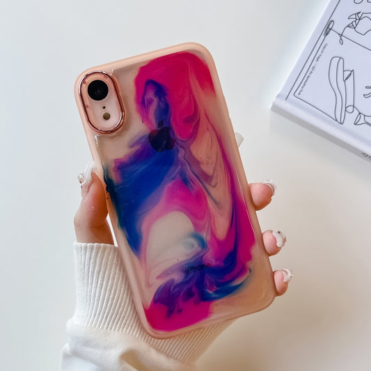 For iPhone XR Oil Painting Electroplating TPU Phone Case(Pink) - More iPhone Cases by buy2fix | Online Shopping UK | buy2fix