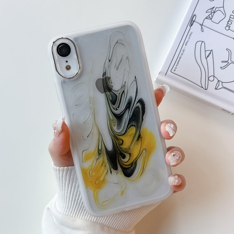 For iPhone XR Oil Painting Electroplating TPU Phone Case(White) - More iPhone Cases by buy2fix | Online Shopping UK | buy2fix