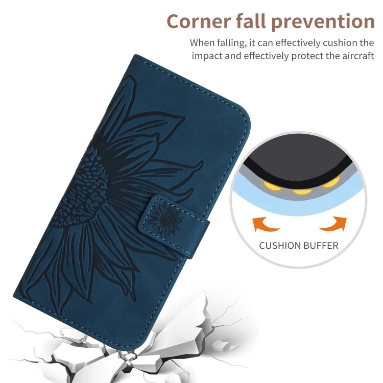 For Xiaomi Poco F5 Pro Skin Feel Sun Flower Embossed Flip Leather Phone Case with Lanyard(Inky Blue) - Xiaomi Cases by buy2fix | Online Shopping UK | buy2fix