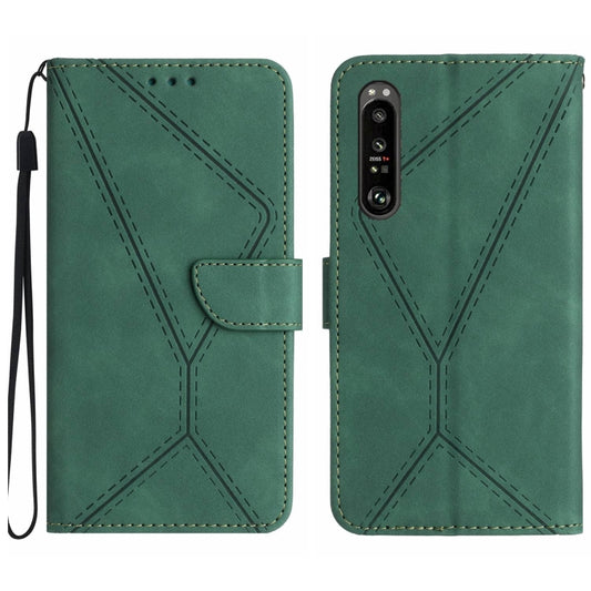 For Sony Xperia 5 IV Stitching Embossed Leather Phone Case(Green) - Sony Cases by buy2fix | Online Shopping UK | buy2fix