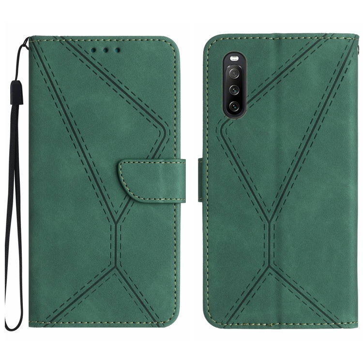 For Sony Xperia 10 IV Stitching Embossed Leather Phone Case(Green) - Sony Cases by buy2fix | Online Shopping UK | buy2fix