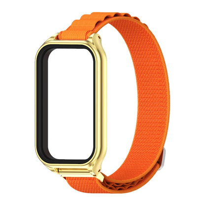 For Xiaomi Smart Band 8 Active / Redmi Band 2 Mijobs Metal Shell Nylon Breathable Watch Band(Orange Gold) - Watch Bands by MIJOBS | Online Shopping UK | buy2fix