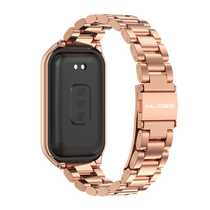 For Redmi Band 2 Mijobs Metal Shell + Three-Bead Stainless Steel Watch Band(Rose Gold) - Watch Bands by MIJOBS | Online Shopping UK | buy2fix