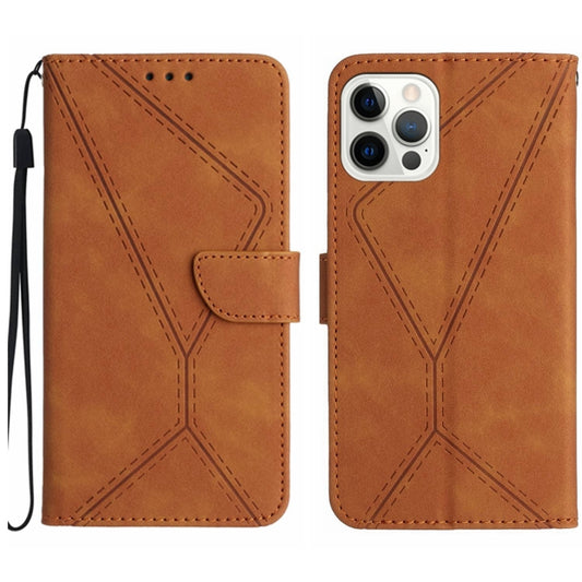 For iPhone 14 Pro Stitching Embossed Leather Phone Case(Brown) - iPhone 14 Pro Cases by buy2fix | Online Shopping UK | buy2fix