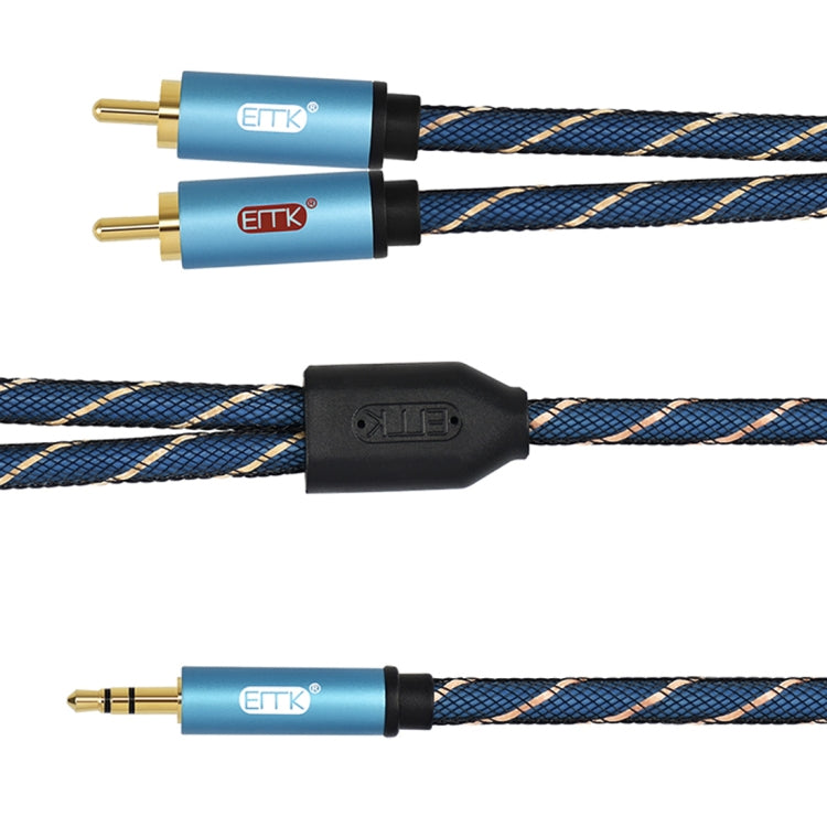 EMK 3.5mm Jack Male to 2 x RCA Male Gold Plated Connector Speaker Audio Cable, Cable Length:2m(Dark Blue) - Audio Optical Cables by EMK | Online Shopping UK | buy2fix