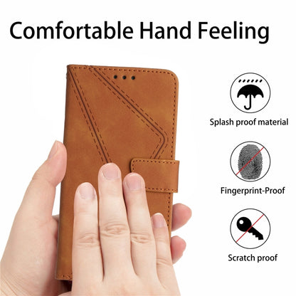 For Samsung Galaxy S22 Ultra 5G Stitching Embossed Leather Phone Case(Brown) - Galaxy S22 Ultra 5G Cases by buy2fix | Online Shopping UK | buy2fix