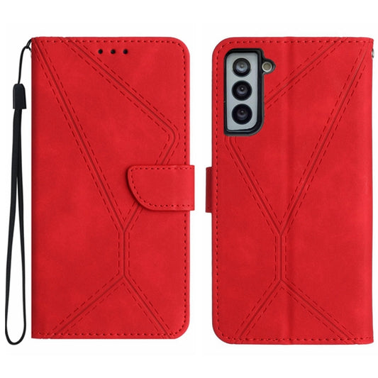 For Samsung Galaxy S21 5G Stitching Embossed Leather Phone Case(Red) - Galaxy S21 5G Cases by buy2fix | Online Shopping UK | buy2fix