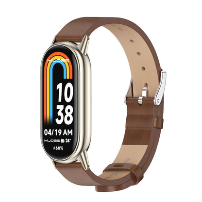 For Xiaomi Mi Band 8 / 9 / 9 NFC Mijobs Microfiber PU Leather Watch Band(Brown Light Gold) - Watch Bands by MIJOBS | Online Shopping UK | buy2fix