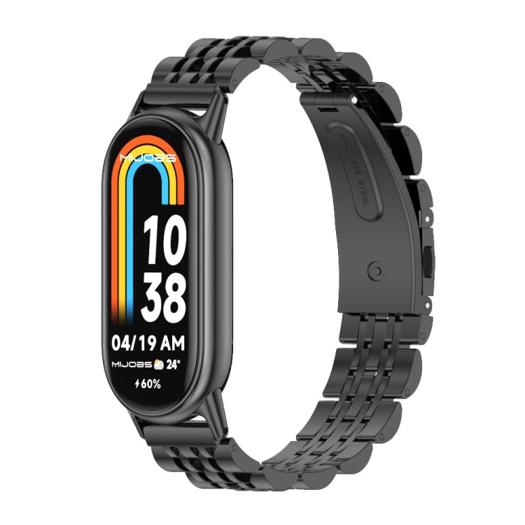 For Xiaomi Mi Band 8 / 9 / 9 NFC Mijobs Seven Bead Stainless Steel Watch Band(Black) - Watch Bands by MIJOBS | Online Shopping UK | buy2fix