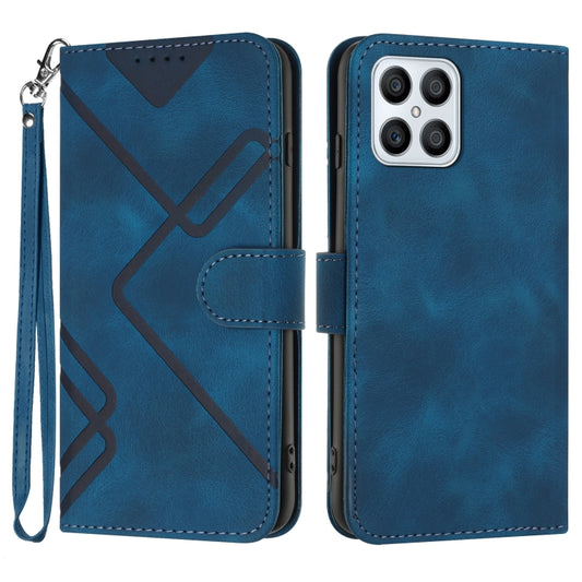 For Honor X8 4G/X30i/Play6T Pro Line Pattern Skin Feel Leather Phone Case(Royal Blue) - Honor Cases by buy2fix | Online Shopping UK | buy2fix