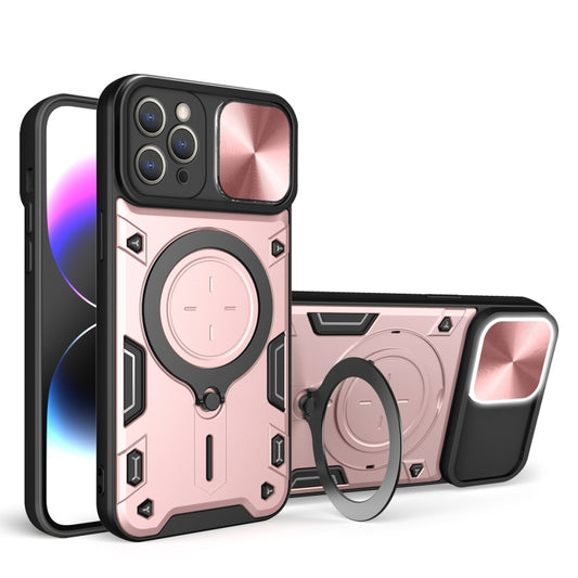 For iPhone 13 Pro Max CD Texture Sliding Camshield Magnetic Holder Phone Case(Pink) - iPhone 13 Pro Max Cases by buy2fix | Online Shopping UK | buy2fix