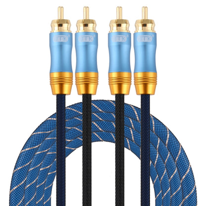 EMK 2 x RCA Male to 2 x RCA Male Gold Plated Connector Nylon Braid Coaxial Audio Cable for TV / Amplifier / Home Theater / DVD, Cable Length:2m(Dark Blue) - Audio Optical Cables by EMK | Online Shopping UK | buy2fix