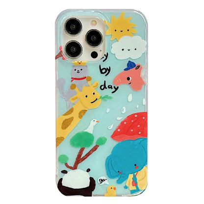 For iPhone 14 Pro IMD Cute Animal Pattern Phone Case(Giraffe) - iPhone 14 Pro Cases by buy2fix | Online Shopping UK | buy2fix