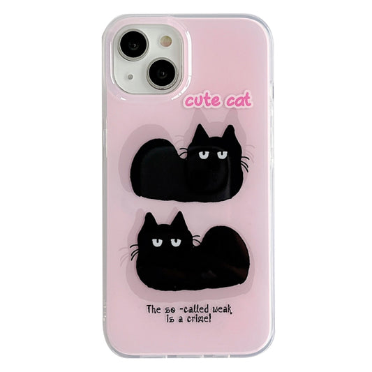 For iPhone 13 IMD Cute Animal Pattern Phone Case(Cat) - iPhone 13 Cases by buy2fix | Online Shopping UK | buy2fix