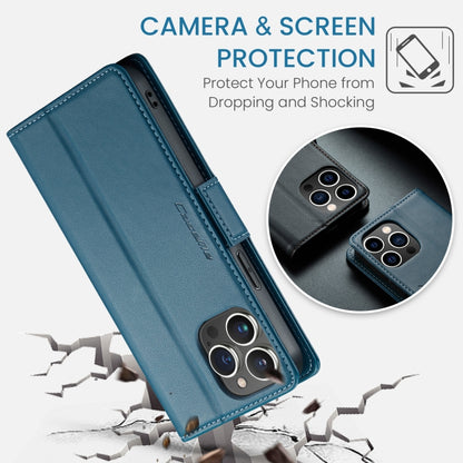 For iPhone 14 Pro Max CaseMe 023 Butterfly Buckle Litchi Texture RFID Anti-theft Leather Phone Case(Blue) - iPhone 14 Pro Max Cases by CaseMe | Online Shopping UK | buy2fix