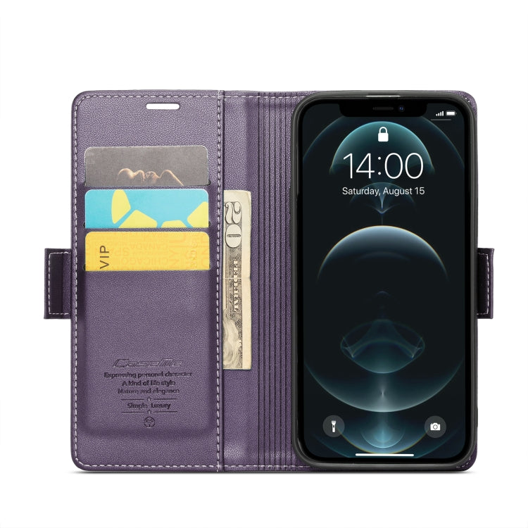 For iPhone 12 Pro Max CaseMe 023 Butterfly Buckle Litchi Texture RFID Anti-theft Leather Phone Case(Pearly Purple) - iPhone 12 Pro Max Cases by CaseMe | Online Shopping UK | buy2fix