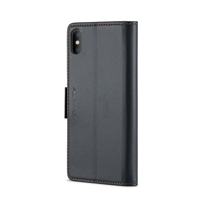 For iPhone XS Max CaseMe 023 Butterfly Buckle Litchi Texture RFID Anti-theft Leather Phone Case(Black) - More iPhone Cases by CaseMe | Online Shopping UK | buy2fix