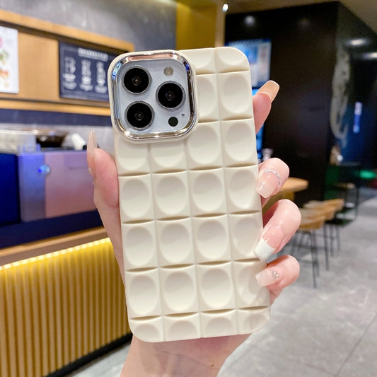 For iPhone 14 Pro Groove Pattern Electroplating TPU Phone Case(White) - iPhone 14 Pro Cases by buy2fix | Online Shopping UK | buy2fix