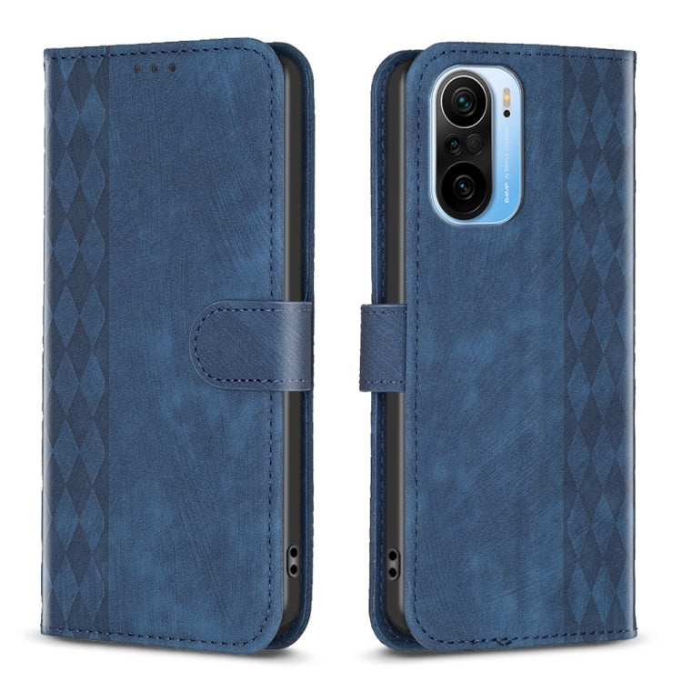 For Xiaomi 11i / Redmi K40 Plaid Embossed Leather Phone Case(Blue) - Xiaomi Cases by buy2fix | Online Shopping UK | buy2fix