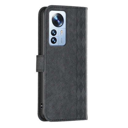 For Xiaomi 12 Pro Plaid Embossed Leather Phone Case(Black) - 12 Pro Cases by buy2fix | Online Shopping UK | buy2fix