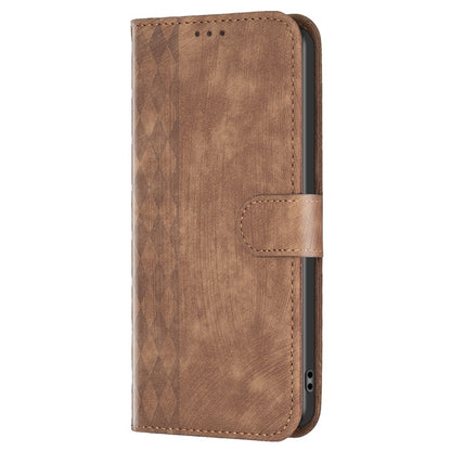 For Xiaomi Redmi A1 / A1+ Plaid Embossed Leather Phone Case(Brown) - Xiaomi Cases by buy2fix | Online Shopping UK | buy2fix