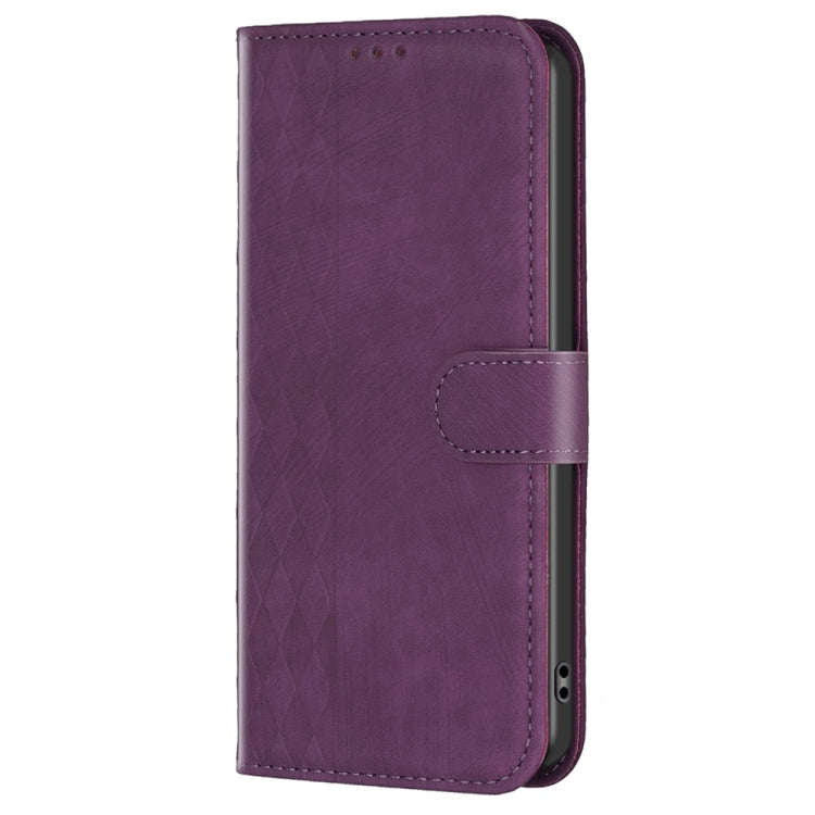 For Xiaomi Redmi Note 11 Pro Plaid Embossed Leather Phone Case(Purple) - Redmi Note 11 Pro Case by buy2fix | Online Shopping UK | buy2fix