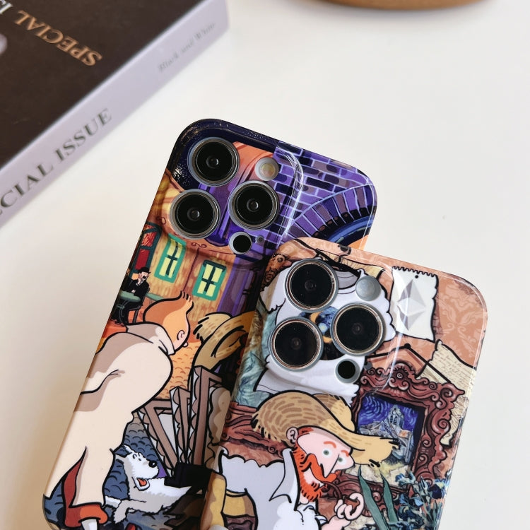 For iPhone 14 Pro Precise Hole Oil Painting Pattern PC Phone Case(Puppy) - iPhone 14 Pro Cases by buy2fix | Online Shopping UK | buy2fix